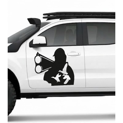 Avcı Silüeti Araba Sticker – Tüfekli Avcı Deseni Oto Çıkartma