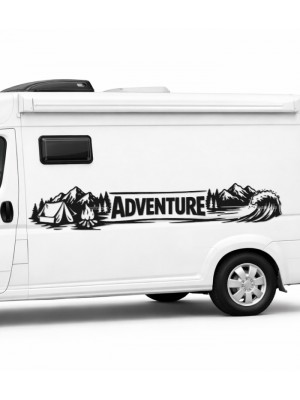 Yazı Tercihli, Deniz Dalgası Kamp Ateşi Karavan Şerit Sticker – Outdoor, Çadır Off Road Sticker