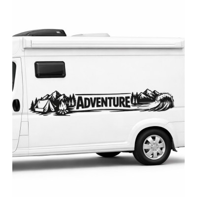 Yazı Tercihli, Deniz Dalgası Kamp Ateşi Karavan Şerit Sticker – Outdoor, Çadır Off Road Sticker