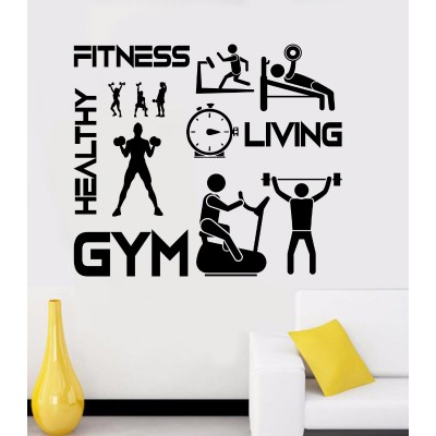 Fitness ve Gym Motivasyon Duvar Stickerı - Spor Salonu ve Ev Egzersiz Alanı Dekoratif Duvar Çıkartması