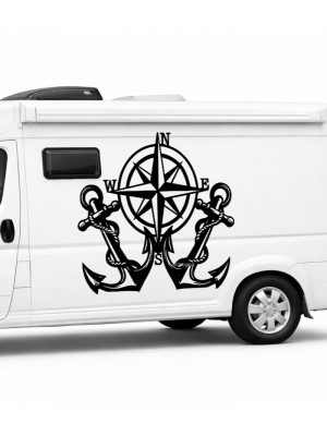 Pusula ve Çapa Denizcilik Sticker – Nautical Compass Anchor  Tekne Sticker