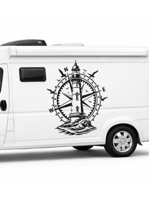 Deniz Feneri ve Pusula Temalı Denizcilik Sticker – Karavan, Tekne ve Araç Dekoru Deniz Feneri ve Pusula Temalı Denizcilik Sticker – Karavan, Tekne ve Araç Dekoru