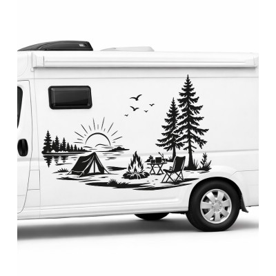 Kamp Ateşi ve Çadır Doğa Sticker – Outdoor karavan Sticker