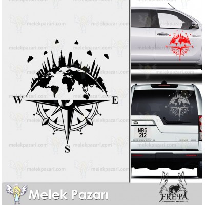 Pusula Dünya Off Road Karavan Stickerı Pusula Dünya Off Road Karavan Stickerı