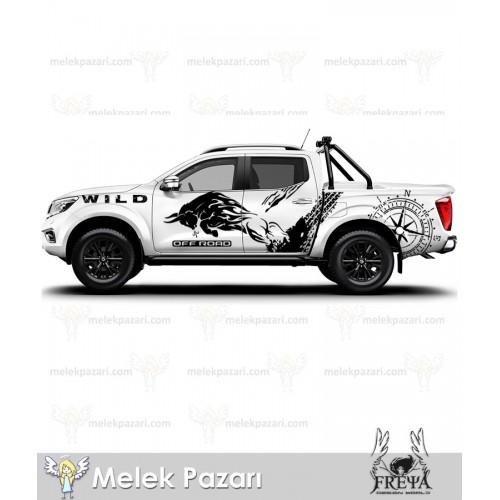 Boğa Off Road Sticker. Pusula Kamyonet Yan Gövde Sticker. Off Road Çıkarmaları