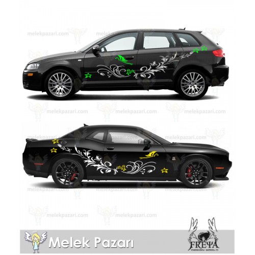 Kelebek ve Çiçek Araba Sticker