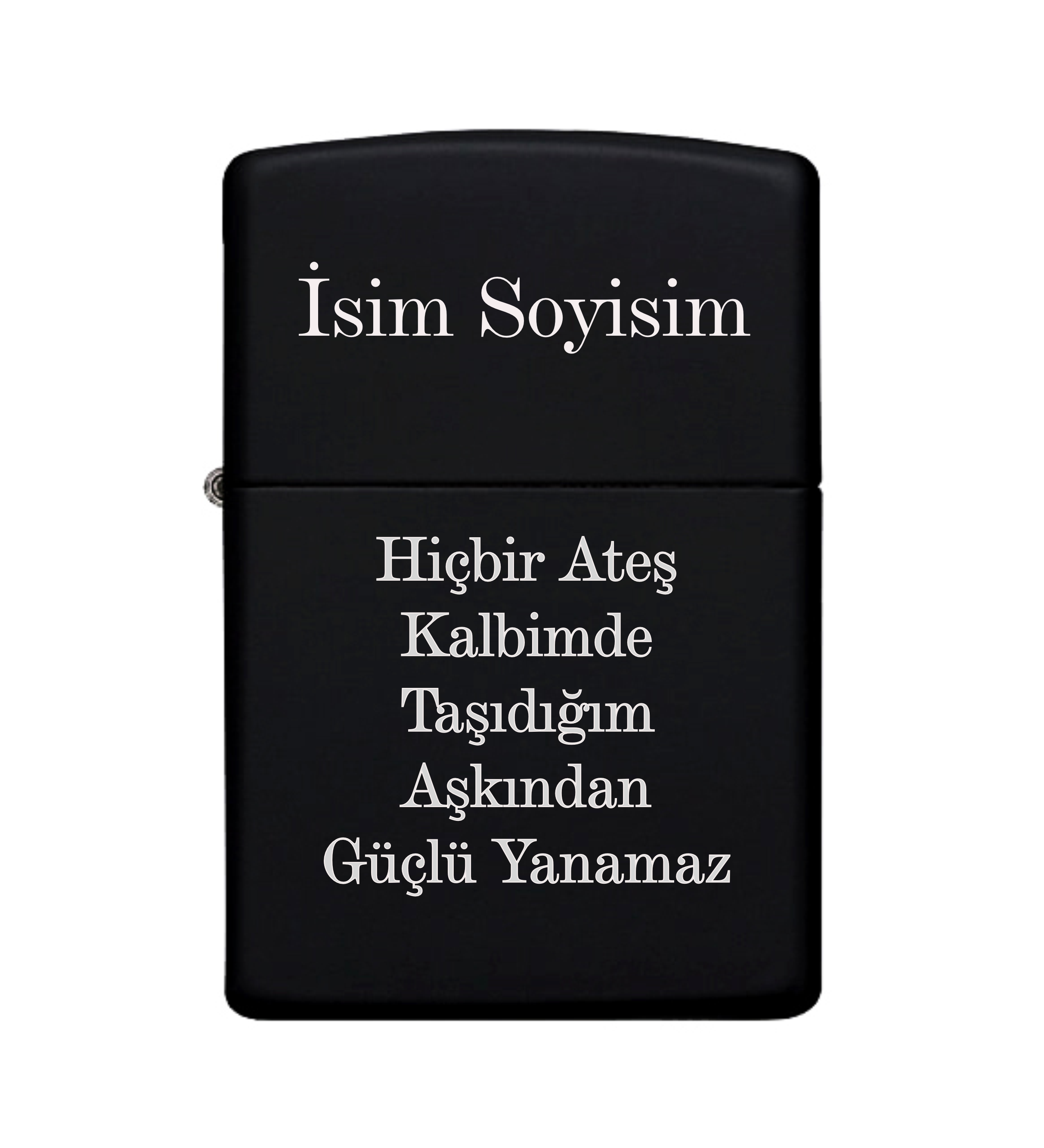  Kişiye Özel Yazılı İsimli Zippo Çakmak Benzinli Siyah Metal Çakmak