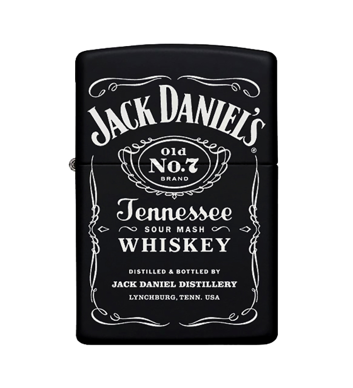 Jack Daniels Desenli Metal Çakmak Benzinli Siyah Zippo Çakmak