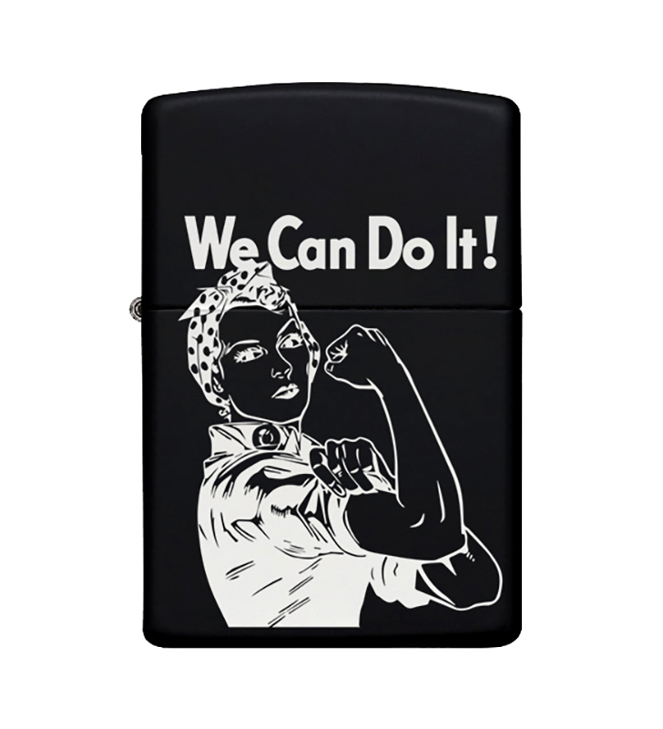 We Can Do İt Desenli Metal Çakmak Benzinli Siyah Zippo Çakmak