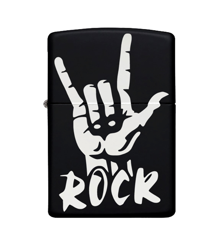 Rock Desenli Metal Çakmak Benzinli Siyah Zippo Çakmak