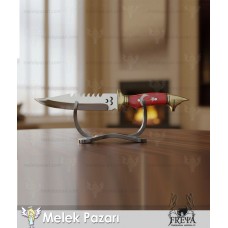 TÜRK Bayrağı Desenli Kurt Başlı Avcı Bıçağı, Kamp Bıçağı 