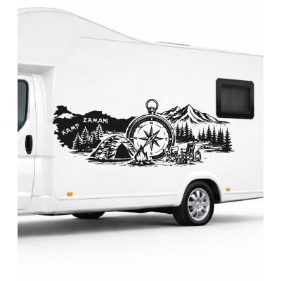 Yazı tercihli Türkiye Doğa Manzarası, Pusula Kamp Sticker