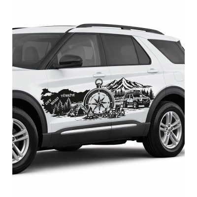 Yazı tercihli Suv Off Road, Türkiye Pusula Kamp Sticker Yazı tercihli Suv Off Road, Türkiye Pusula Kamp Sticker