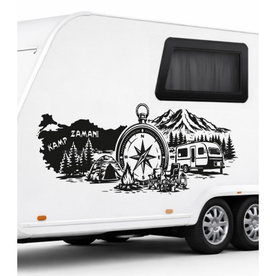 Yazı tercihli Türkiye Pusula, Çekme Karavan Kamp Sticker