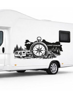 Yazı tercihli Türkiye Pusula, Çekme Karavan Manzara Kamp Sticker