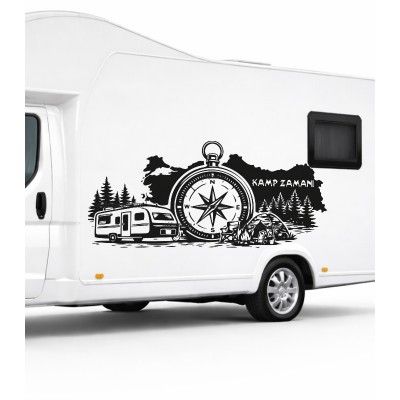Yazı tercihli Türkiye Pusula, Çekme Karavan Manzara Kamp Sticker Yazı tercihli Türkiye Pusula, Çekme Karavan Manzara Kamp Sticker
