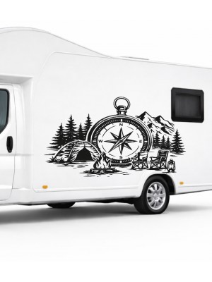 Pusula Manzara Kamp Karavan Sticker