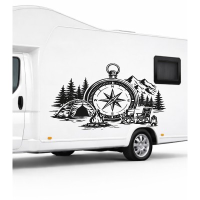 Pusula Manzara Kamp Karavan Sticker