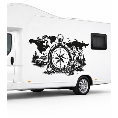 Gezgin Kamp Pusula Dünya Karavan Sticker Gezgin Kamp Pusula Dünya Karavan Sticker