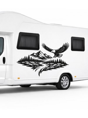 Doğa Manzarası ve Kartal Karavan Sticker