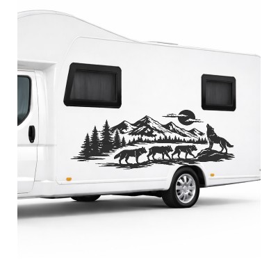 Kurt Sürüsü ve Doğa Manzarası Karavan Sticker