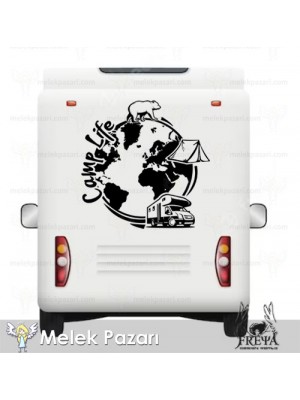 Kamp Hayatı Dünya Karavan Sticker. Off Road Çıkartmaları
