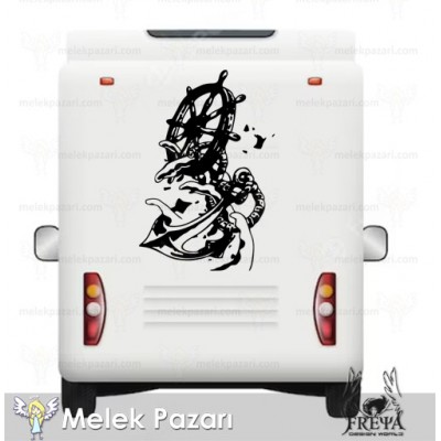 Gemi Çapası ve Gemi Dümeni Off Road karavan Sticker