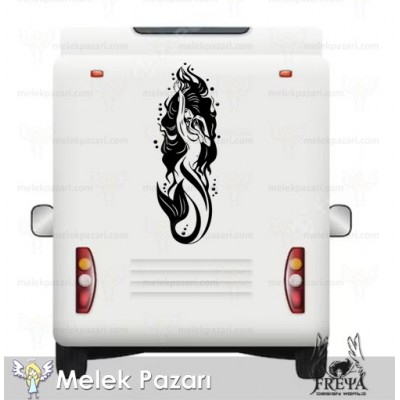 Deniz Kızı Karavan Sticker. Karavan Çıkartmaları