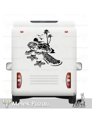 Caretta Caretta ve Deniz Yıldızları Karavan Sticker. Karavan Çıkartmaları Caretta Caretta ve Deniz Yıldızları Karavan Sticker. Karavan Çıkartmaları