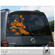 Caretta Caretta ve Deniz Yıldızları Karavan Sticker. Karavan Çıkartmaları 