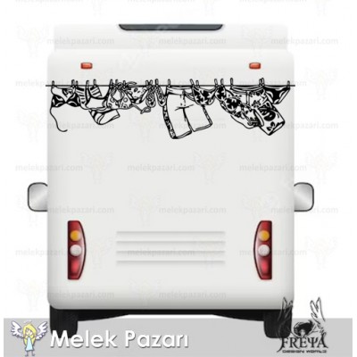 Askıdaki Tatil Kıyafetleri Karavan Sticker