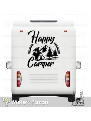 Happy Camper Çadır Dağ Orman Karavan Sticker