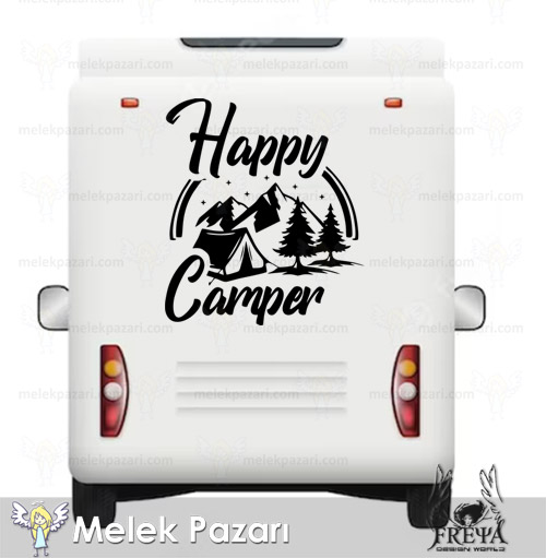 Happy Camper Çadır Dağ Orman Karavan Sticker