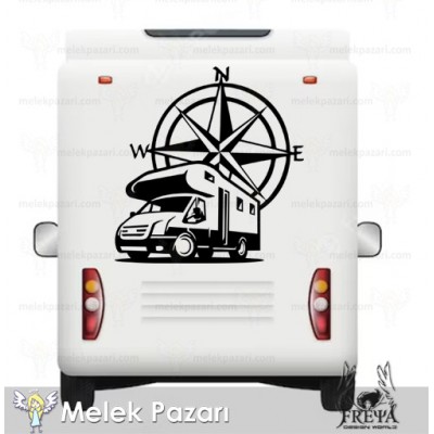 Moto Pusula Karavan Sticker. Karavan Çıkartmaları