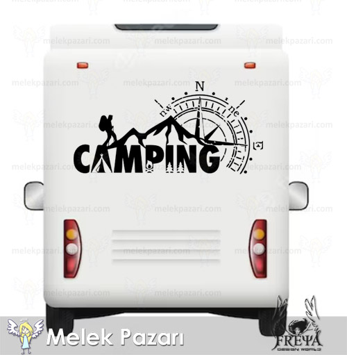 Dağcı Camping Pusula Karavan Sticker. Karavan Çıkartmaları