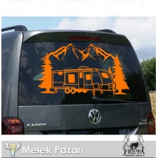 Dağ Manzarası Çekme Karavan Sticker. Çekme Karavan Çıkartmaları 