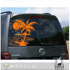 Palmiye Manzara Karavan Sticker. Karavan Çıkartmaları 