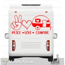 Peace Love Camping Karavan Sticker. Çekme Karavan Çıkartmaları 