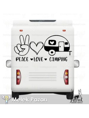 Peace Love Camping Karavan Sticker. Çekme Karavan Çıkartmaları Peace Love Camping Karavan Sticker. Çekme Karavan Çıkartmaları