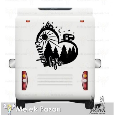 Kamp Life Kalp Karavan Sticker. Karavan Çıkartmaları