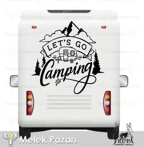 Let's Go Camping Karavan Sticker. Karavan Çıkartmaları