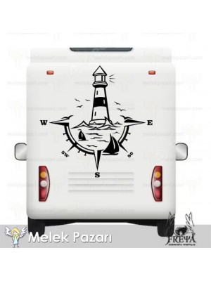 Deniz Fneri Pusula Karavan Sticker. Karavan Çıkartmaları