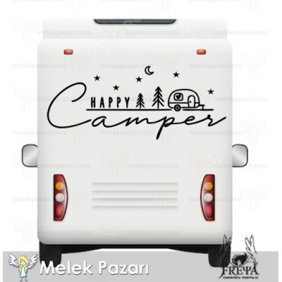 Happy Camper Çekme Karavan Sticker Happy Camper Çekme Karavan Sticker
