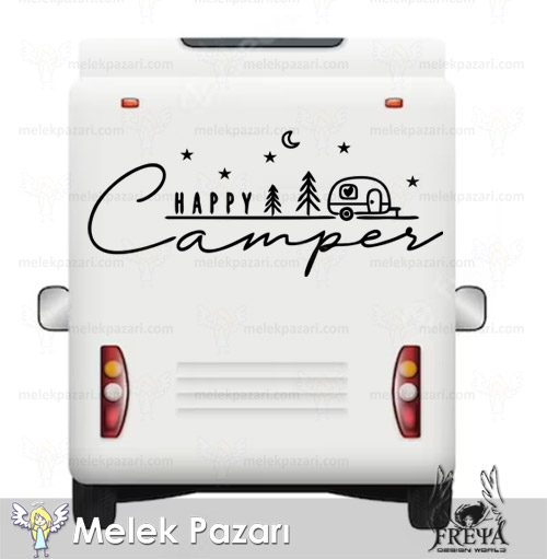 Happy Camper Çekme Karavan Sticker