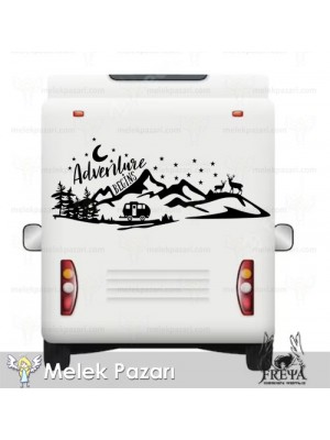 Adventure Çekme Karavan ve Geyik Sticker Adventure Çekme Karavan ve Geyik Sticker
