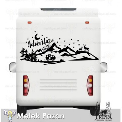 Adventure Çekme Karavan ve Geyik Sticker Adventure Çekme Karavan ve Geyik Sticker