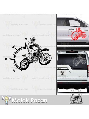 Cross Motor Pusula Sticker. Cross Motor Çıkartma