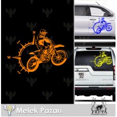 Cross Motor Pusula Sticker. Cross Motor Çıkartma 