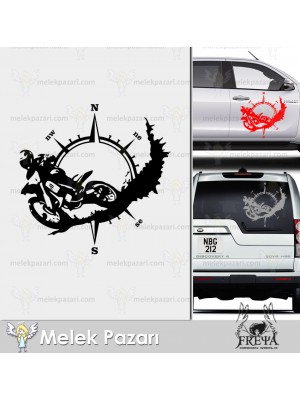 Cross Motor Pusula Sticker