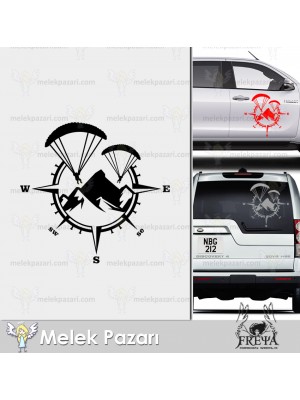 Paraşüt Pusula Oto Sticker. Off Road Pusula Sticker